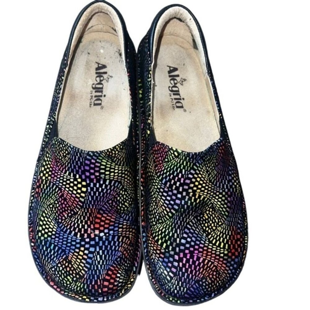 Alegria Women’s Slip-On Comfort Shoes Leather Multicolor Size 8.5 US / 39 EU